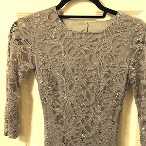 Dillards Lacy Grey Keyhole Back Dress